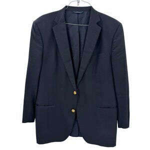 Brooks Brothers 1818 Madison Mens Black Blazer Size 44L 2-Button Imported Fabric